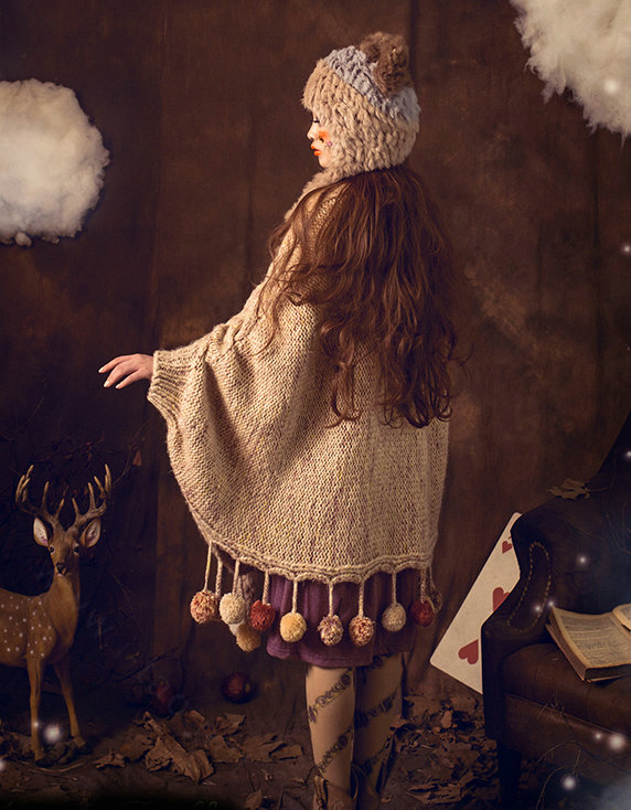 Luxury Cat Ears Knitted Wool Caps Hats Women Long Rabbit Fur Ball Hooded Scarf - Camel