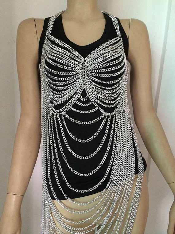 Luxury Full Belly Waist Body Chain Halter Bra Lingerie Dress Decor Necklace Jewelry - Gold