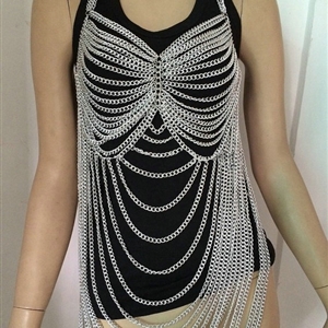 Luxury Full Belly Waist Body Chain Halter Bra Lingerie Dress Decor Necklace Jewelry - Gold