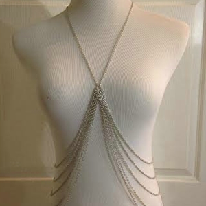 Multilayer Tassel Body Chains Harness Bikini Beach Dress Decro Necklace Jewelry - Sliver