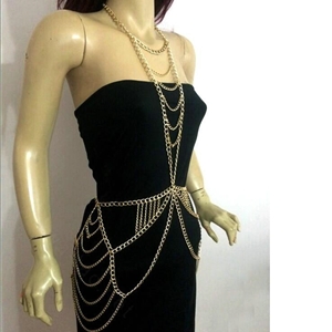 New Crossover Body Chain Alloy Necklaces & Pendants Sexy Dress Decro Jewelry - Gold