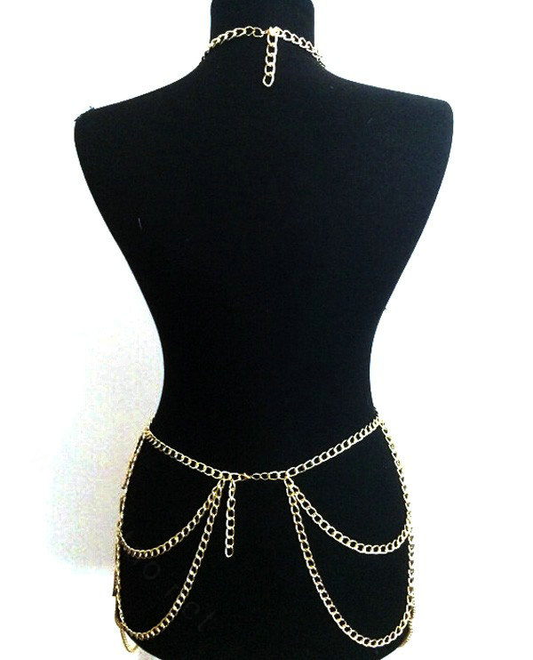 New Crossover Body Chain Alloy Necklaces & Pendants Sexy Dress Decro Jewelry - Sliver