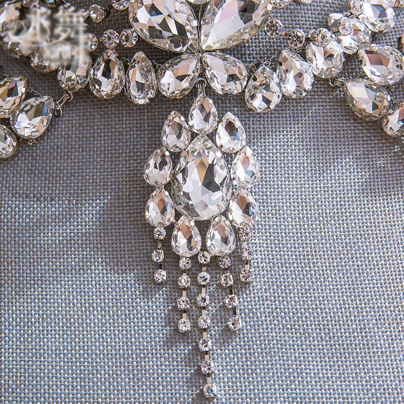 New Rhinestone Bridal Shoulder Chain Jewelry Luxury Wedding Stage Necklace - White