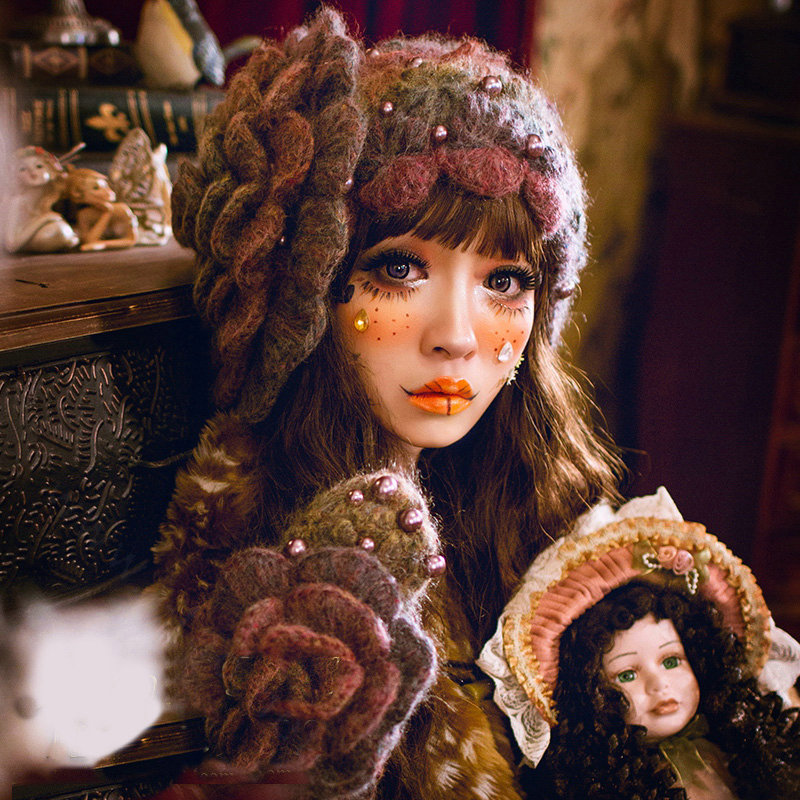 New Sweety Pearl Flower Knitted Wool Hats Girls Winter Warm Lace Beret Caps - Color