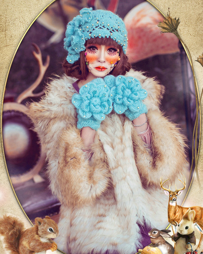 New Sweety Pearl Flower Knitted Wool Hats Girls Winter Warm Lace Beret Caps - Sky Blue