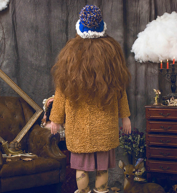 New Year Gift Rabbit Fur Pom Poms Knitted Wool Hats Winter Warm Beanies Caps - Blue