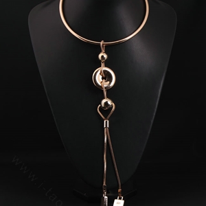 Newest Women Long Beaded Metal Collar Necklace Punk Nightclub Decor Chain - Gold