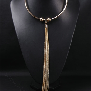 Newest Women Long Tassel Metal Collar Necklace Punk Nightclub Decor Chain - Gold
