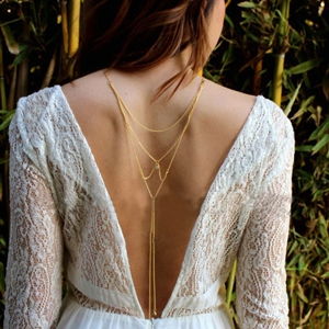 Pendant Crystal Body Chains Harness Bikini Beach Dress Decro Necklace Jewelry - Gold
