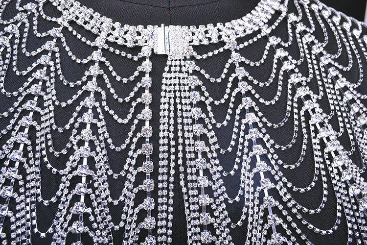 Personalized Rhinestone Shoulder Chain Bridal Wedding Necklace Jewelry - Silver