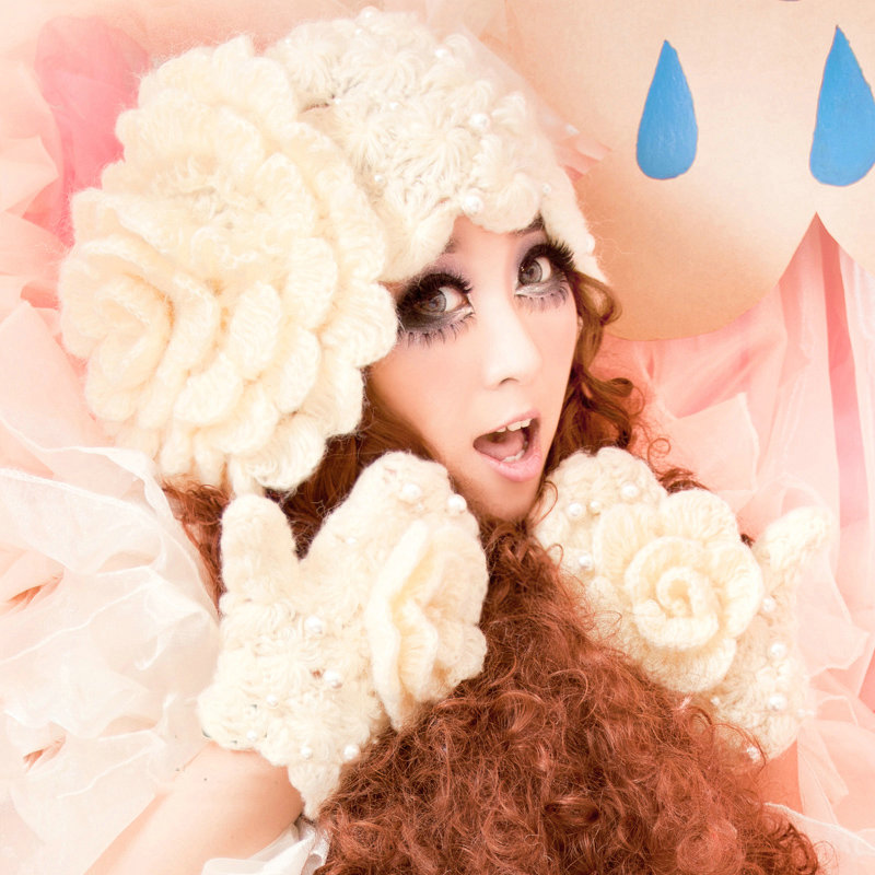 Princess Sweet Girls Knitted Wool Hats Winter Warm Flower Pearl Caps - Beige
