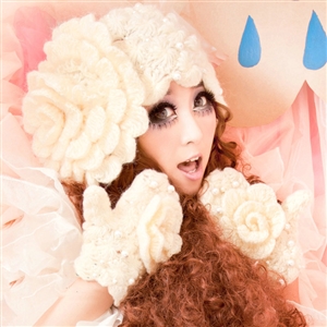 Princess Sweet Girls Knitted Wool Hats Winter Warm Flower Pearl Caps - Beige