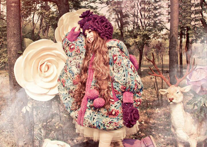Princess Sweet Girls Knitted Wool Hats Winter Warm Flower Pearl Caps - Purple