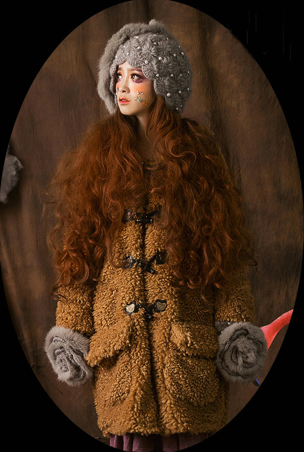 Retro Knitted Wool Hats Women Winter Warm Sweet Rabbit Fur Flower Pearl Beret Caps - Gray