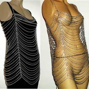 Sexy Fashion Body Bra Chain Club Dance Crossover Bikini Beach Long Necklace Jewelry - Sliver