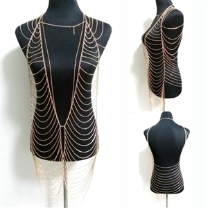 Sexy Fashion Body Bra Chain Club Dance Crossover Bikini Stage Long Necklace Jewelry - Sliver