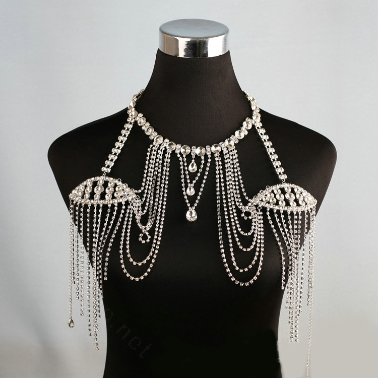 Special Offer Crystal Bridal Shoulder Chain Jewelry Wedding Stage Necklace - White