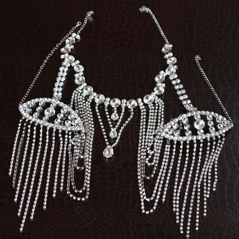 Special Offer Crystal Bridal Shoulder Chain Jewelry Wedding Stage Necklace - White
