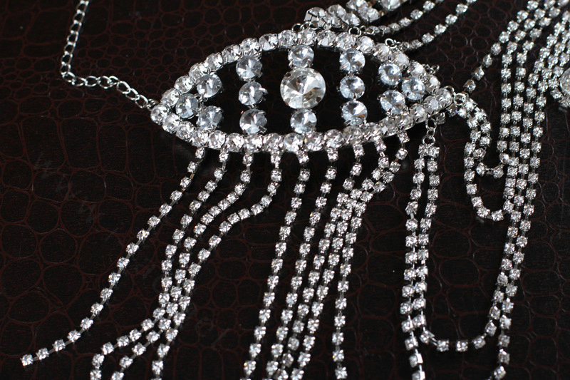 Special Offer Crystal Bridal Shoulder Chain Jewelry Wedding Stage Necklace - White