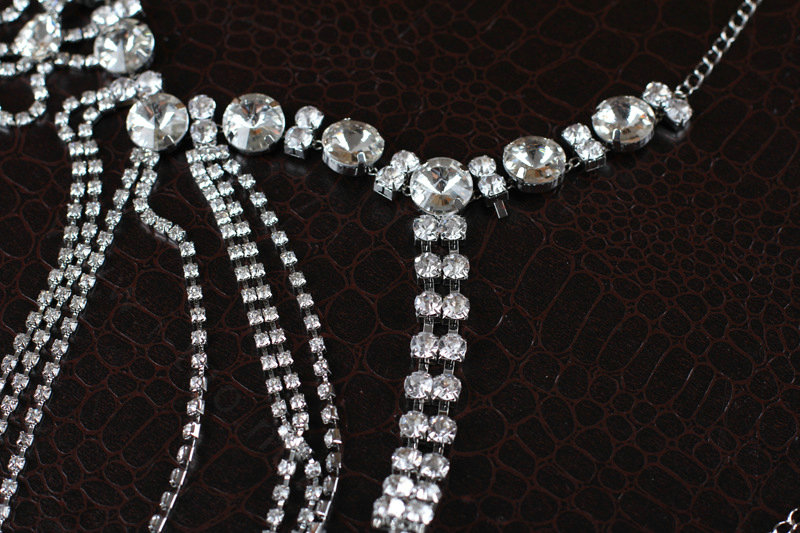 Special Offer Crystal Bridal Shoulder Chain Jewelry Wedding Stage Necklace - White