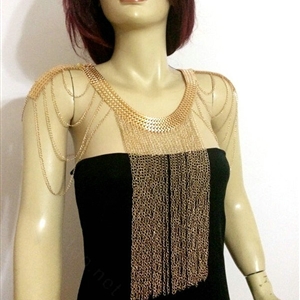 Unique Alloy Shoulder Necklace Showgirl Multi layer Heavy Tassel Body Chains Jewelry - Sliver