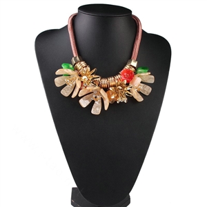 Unique Women Flowers Choker Necklace Sweater Chain Dress Decro Jewelry - Orange