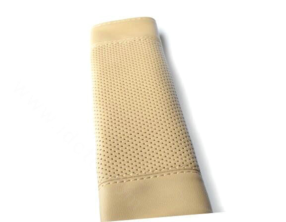 Calssic Man PU Leather Car Seat Safety Belt Covers Pads Car Decoration 2pcs - Beige