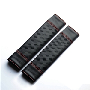 Calssic Man PU Leather Car Seat Safety Belt Covers Pads Car Decoration 2pcs - Black