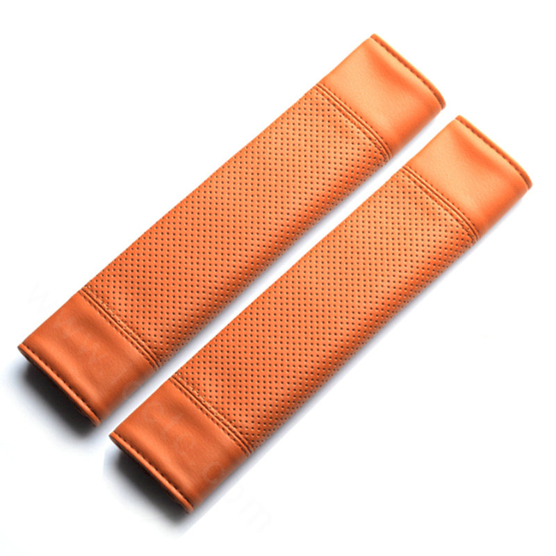 Calssic Man PU Leather Car Seat Safety Belt Covers Pads Car Decoration 2pcs - Brown