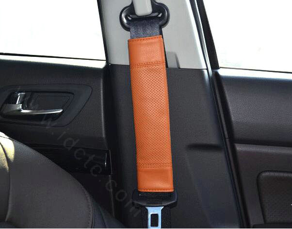Calssic Man PU Leather Car Seat Safety Belt Covers Pads Car Decoration 2pcs - Brown