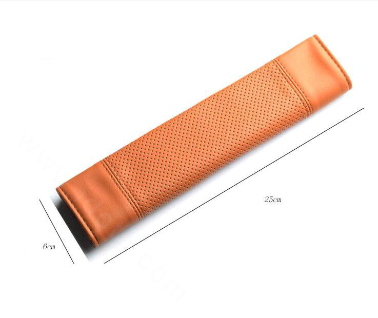 Calssic Man PU Leather Car Seat Safety Belt Covers Pads Car Decoration 2pcs - Brown
