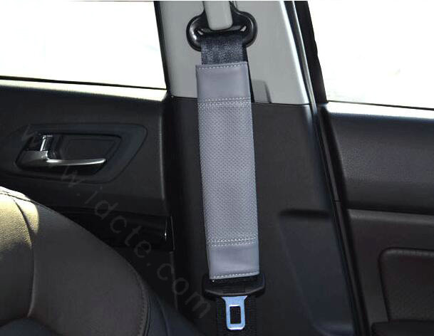 Calssic Man PU Leather Car Seat Safety Belt Covers Pads Car Decoration 2pcs - Gray