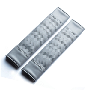 Calssic Man PU Leather Car Seat Safety Belt Covers Pads Car Decoration 2pcs - Gray