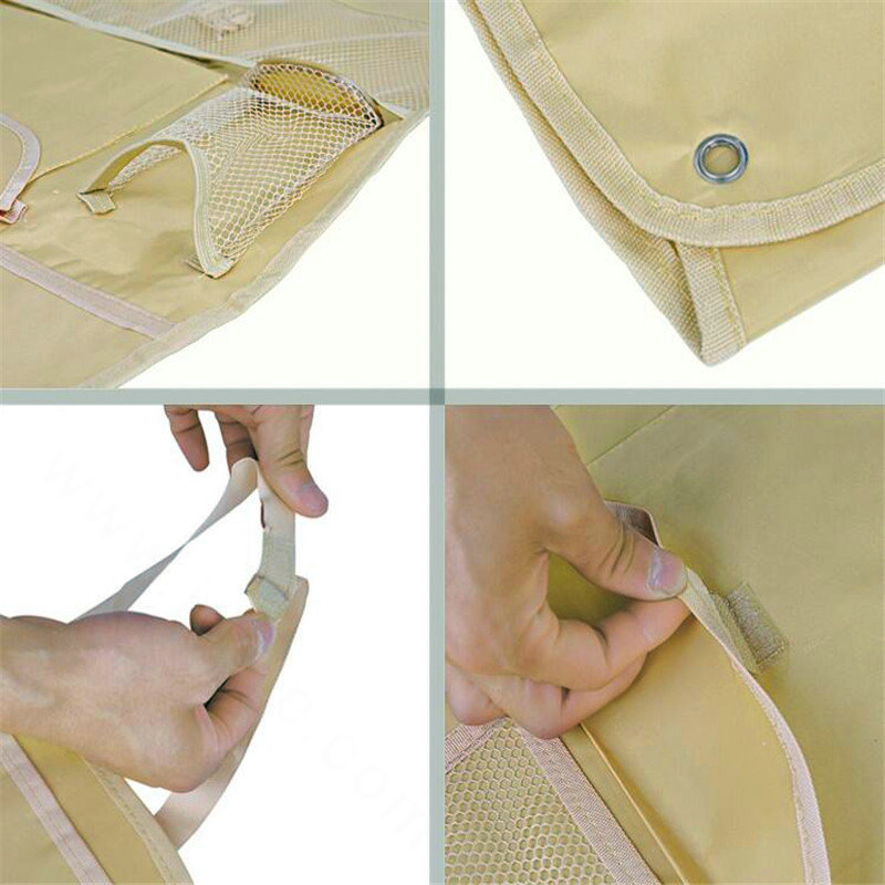Car Seat Organizer Holder Multi-Pocket Travel Storage Bag Mesh Hanger Pocket - Beige