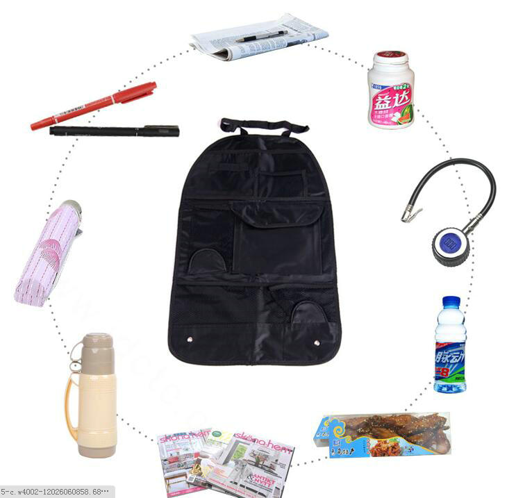 Car Seat Organizer Holder Multi-Pocket Travel Storage Bag Mesh Hanger Pocket - Black