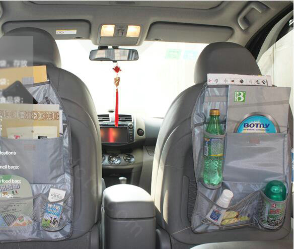 Car Seat Organizer Holder Multi-Pocket Travel Storage Bag Mesh Hanger Pocket - Gray