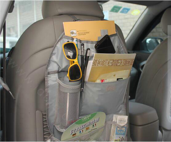 Car Seat Organizer Holder Multi-Pocket Travel Storage Bag Mesh Hanger Pocket - Gray