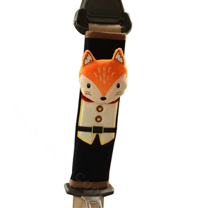 Cute Fox Kids Winter Plush Car Seat Safety Belt Covers Pads Car Decoration 2pcs - Black