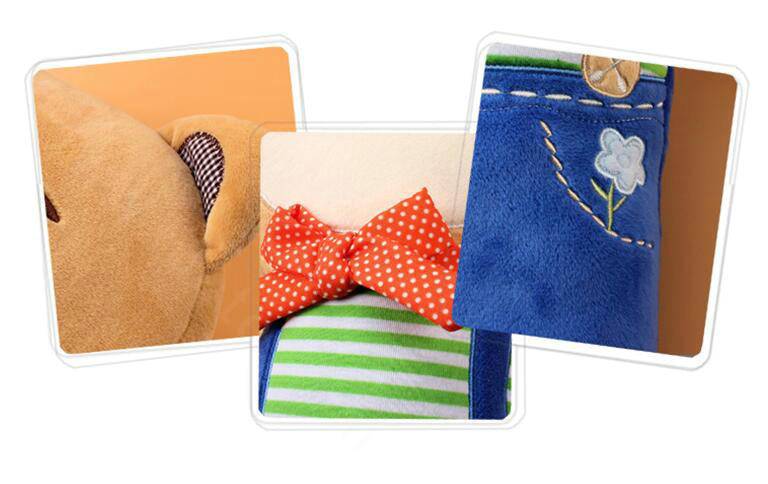 Cute Large Bear Car Seat Safety Belt Covers Pads Winter Plush Long Cushion 1pcs - Blue