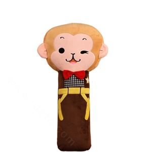 Cute Large Monkey Car Seat Safety Belt Covers Pads Winter Plush Long Cushion 1pcs - Coffee