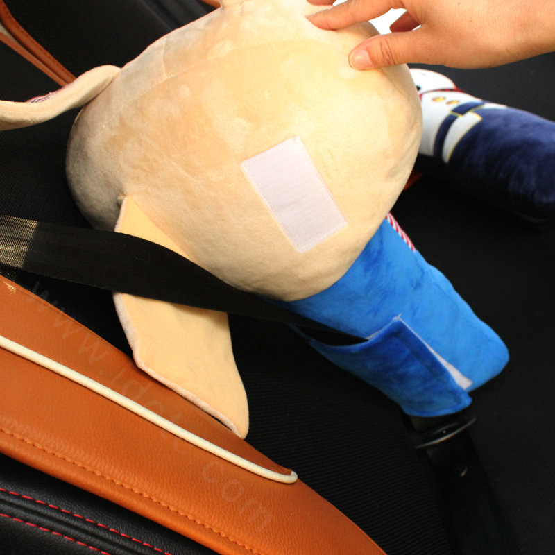 Cute Large Rabbit Car Seat Safety Belt Covers Pads Winter Plush Long Cushion 1pcs - Blue