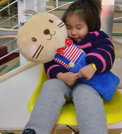 Cute Large Rabbit Car Seat Safety Belt Covers Pads Winter Plush Long Cushion 1pcs - Blue