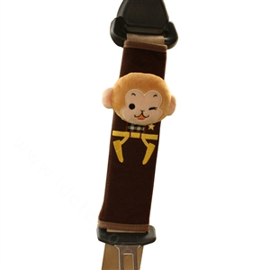 Cute Monkey Kids Winter Plush Car Seat Safety Belt Covers Pads Car Decoration 2pcs - Coffee