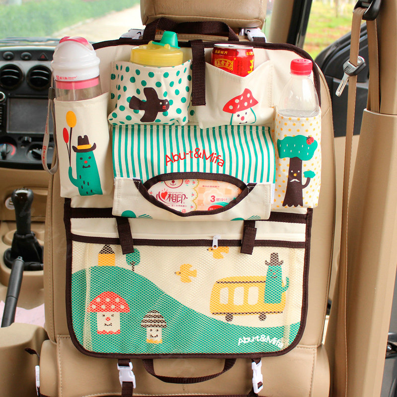 Cute Mushroom Multi-function Car Seat Back Hanging Pocket Thermal Insulation Storage Bag - Green