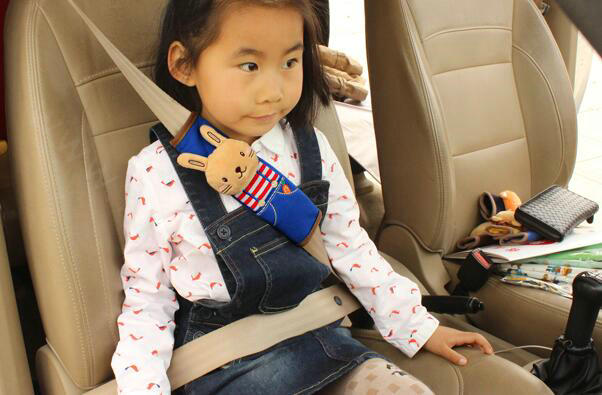 Cute Rabbit Kids Winter Plush Car Seat Safety Belt Covers Pads Car Decoration 2pcs - Blue