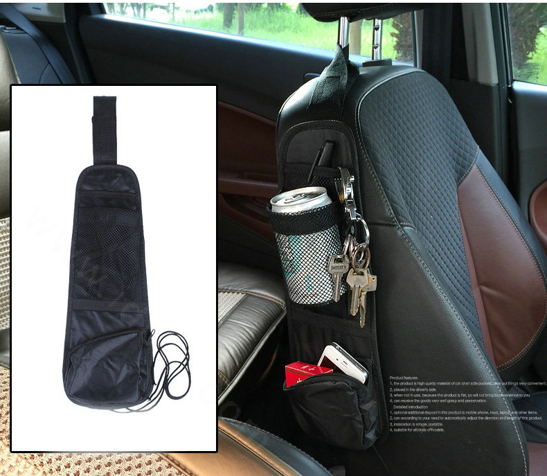 Discount Car Back Seat Side Organizer Holder Travel Storage Bag Mesh Hanger Pocket - Black
