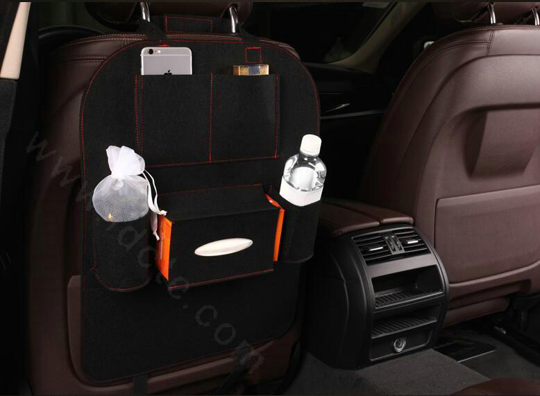 Large Waterproof Felt Car Seat Back Organizer Holder Pocket Hanger Storage Bag - Black