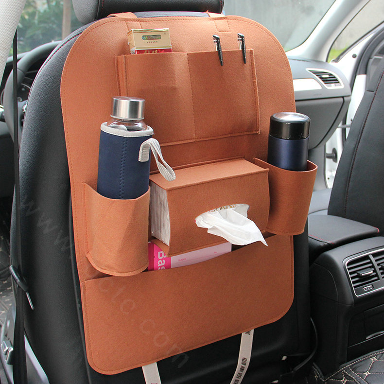 Large Waterproof Felt Car Seat Back Organizer Holder Pocket Hanger Storage Bag - Brown