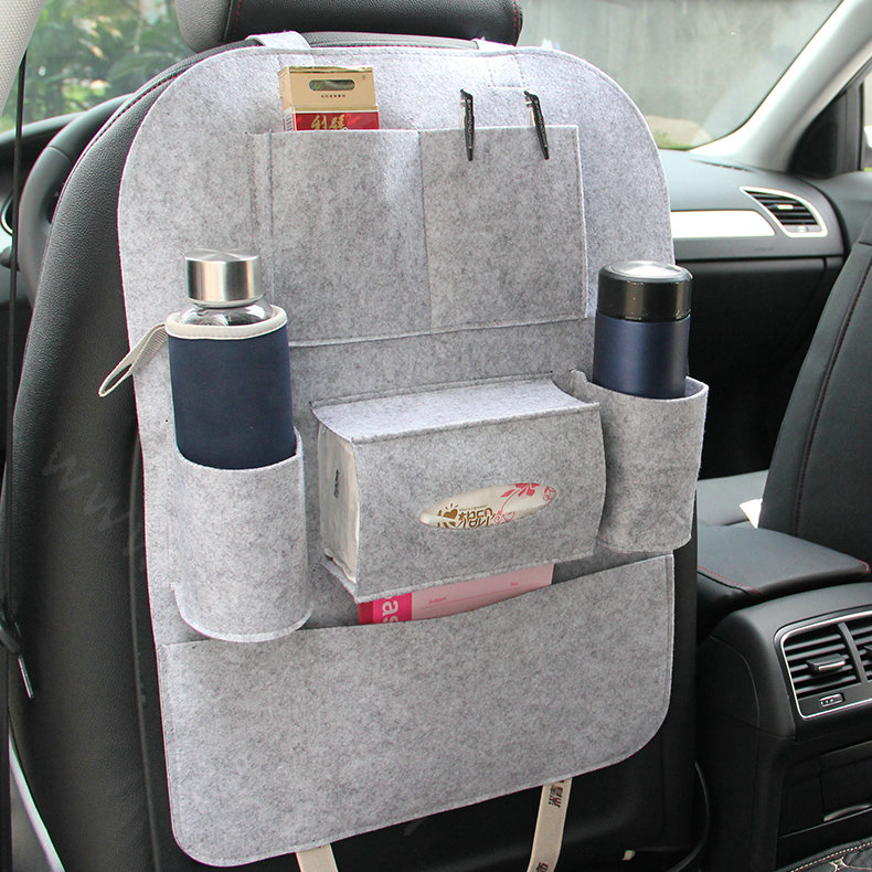 Large Waterproof Felt Car Seat Back Organizer Holder Pocket Hanger Storage Bag - Gray