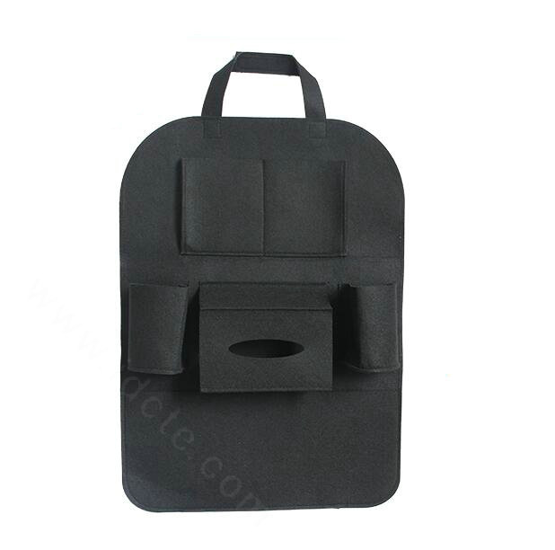 Large Waterproof Felt Car Seat Back Organizer Holder Pocket Hanger Storage Bag - Pure Black